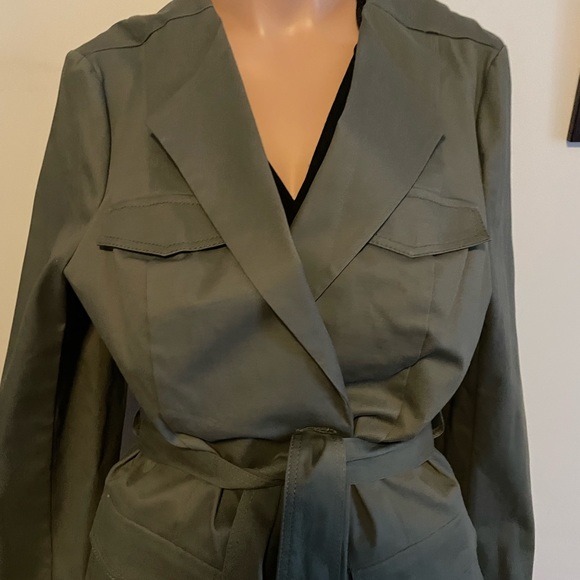 💝 12-14 L XL 🫒cotton stretch casual belted jacket cardi c… - Picture 3 of 11